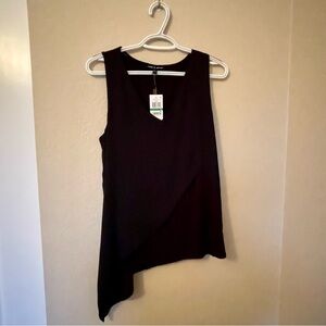 Cable & Gauge Asymmetrical Black V-Neck Top Women’s Size‎ L NWT